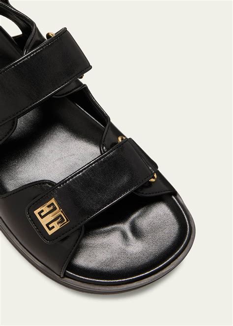 givenchy black leather multi-strap sandals|4G sandals in leather .